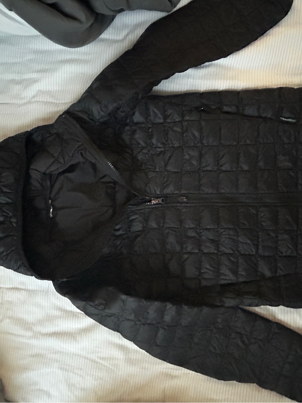 Black Quilted The North Face Hooded Jacket